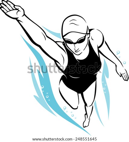 商業照片: Composite Image Of Swimmer Woman Swimming In The Swimming Pool
