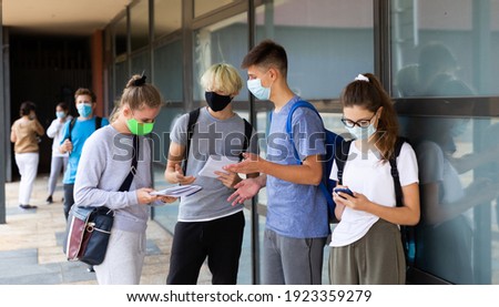 Stock fotó: Students Outside School Standing Together