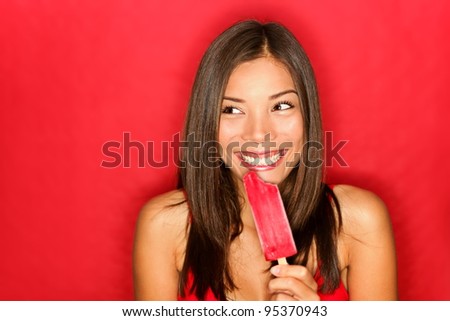 Chinese Woman Eating Ice Lolly Stock fotó © Ariwasabi