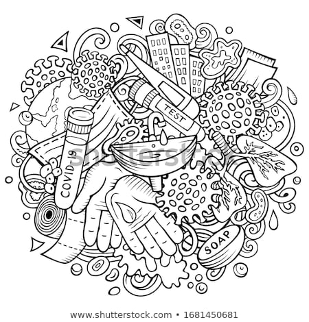 Stock photo: Coronavirus Hand Drawn Cartoon Doodles Illustration Colorful Composition