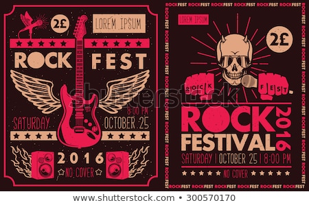 Foto d'archivio: Rock And Roll Red White Vector Music Banner Design