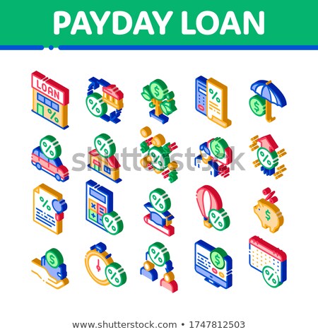 Stock fotó: Payday Loan Isometric Elements Icons Set Vector