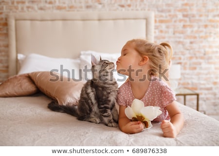 Сток-фото: Cat And Girl
