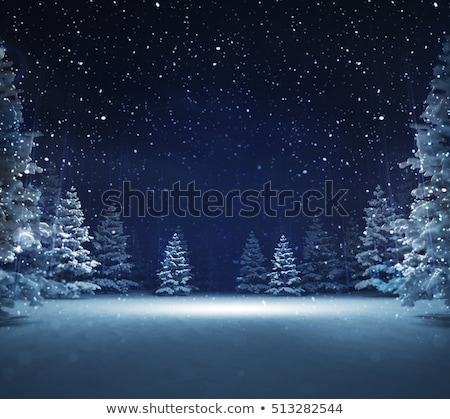 Stok fotoğraf: Winter Snowflake Tree Night Scene Illustration