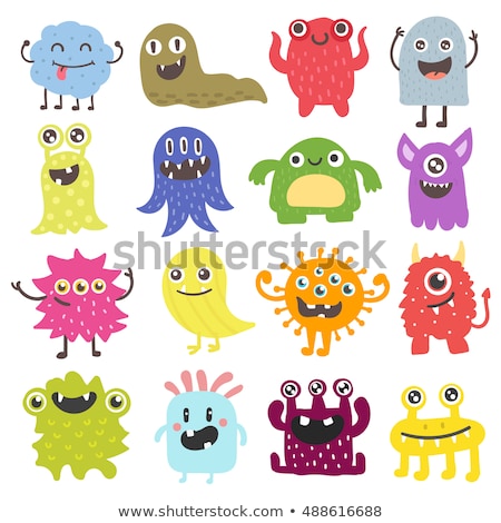 Stockfoto: Cute Water Monster - Cartoon Character - Vector Illustration