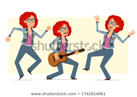 Stok fotoğraf: Hippie Woman Playing Music And Dancing