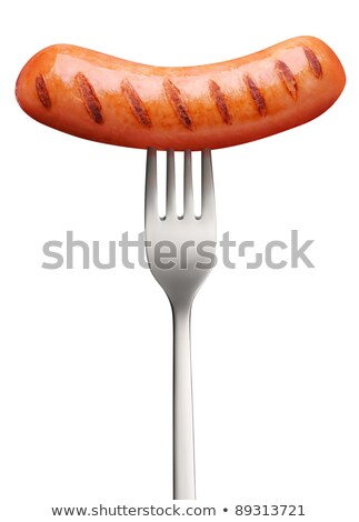 Stock fotó: Close Up Of Fried Sausage On A Fork