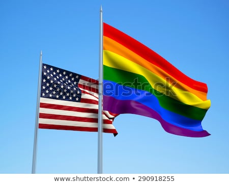 Foto stock: Gay Pride Flag And American Flag