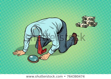 Zdjęcia stock: Headless Man Looking Through A Magnifying Glass Money