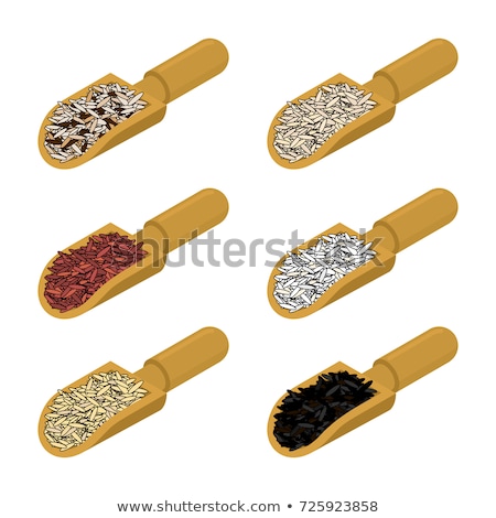 Zdjęcia stock: Black Rice In Wooden Scoop Isolated Groats In Wood Shovel Grai