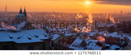 Stok fotoğraf: Prague - Spires Of The Old Town On Cold Winter Morning
