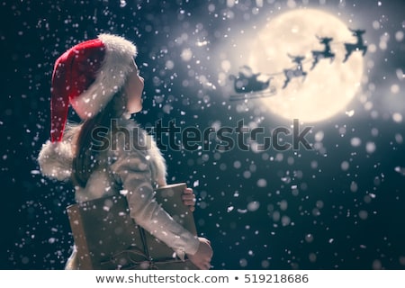 Stock fotó: Merry Christmas Santa Claus With Gift Present In Christmas Snow