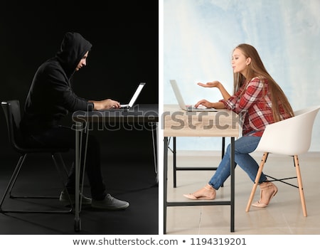 [[stock_photo]]: Virtual Kiss Young Man And Woman Online Date