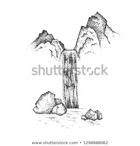 Stockfoto: Dotwork Landscape Waterfall