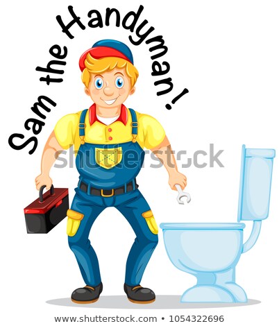 Zdjęcia stock: Sam The Handyman Fixing The Toilet