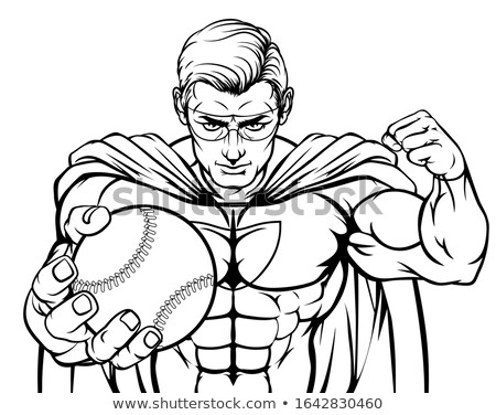 Stock fotó: Superhero Holding Baseball Ball Sports Mascot