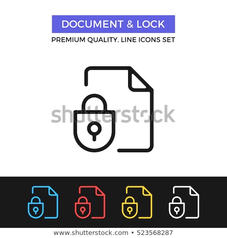 Foto stock: Padlock Site Coding System Vector Thin Line Icon