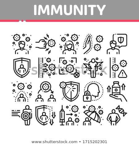 Foto d'archivio: Immunity Human Biological Defense Icons Set Vector