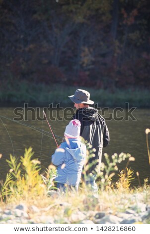 Foto stock: Father And Daughter Fishing