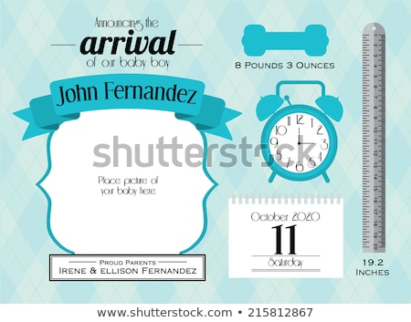 Foto stock: Baby Announcement Card With Little Boy