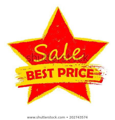 Best Price Sale In Star Yellow And Red Drawn Label Сток-фото © marinini