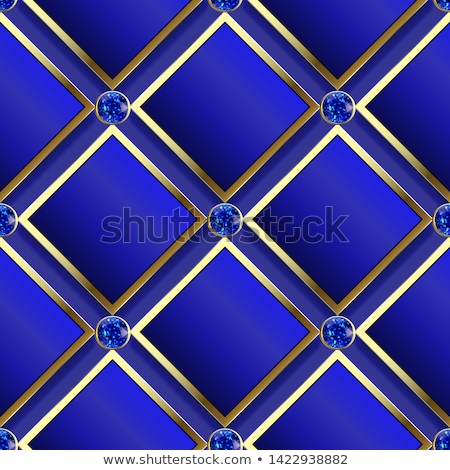 Stockfoto: Gem Sapphire Seamless Pattern Vector Background Of Blue Gemston