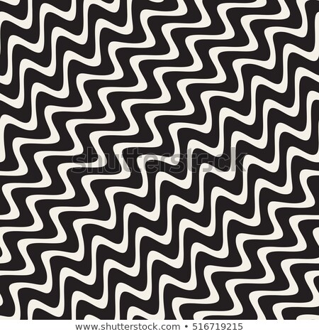 Stock photo: Hand Drawn Zigzag Diagonal Wavy Stripes Vector Seamless Black And White Pattern
