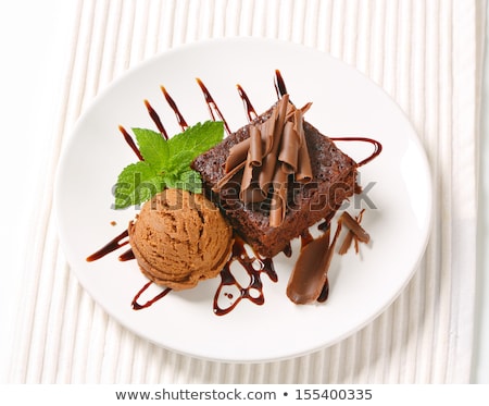 Foto stock: Brownie Topped With Chocolate Curls