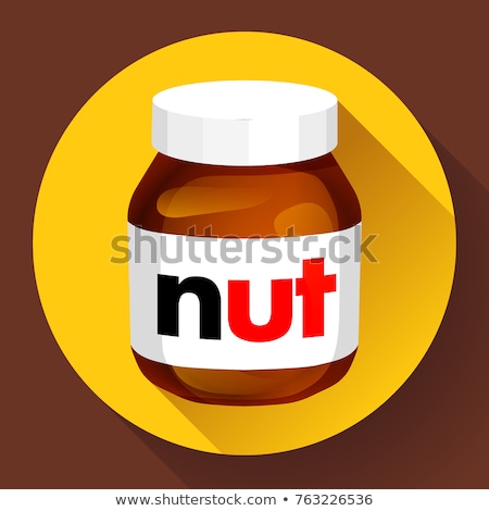 Foto stock: Sweet Chocolate Hazelnut Butter Can Icon Flat