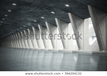 Zdjęcia stock: Empty Long Corridor With Large Columns