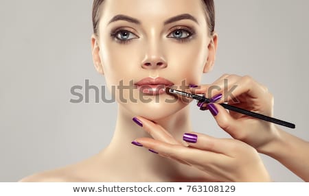 Stock photo: Beautiful Girl With Makeup Brushes