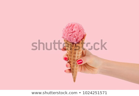 Stock fotó: Waffle Cups With Strawberry Ice Cream