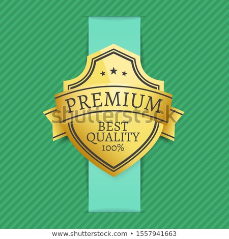 Stok fotoğraf: Premium Best 100 Quality Golden Label On Dashed