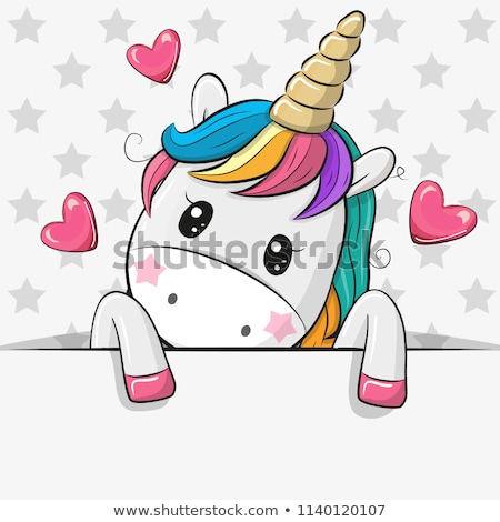 Zdjęcia stock: Cute Pink Unicorn Holding Star