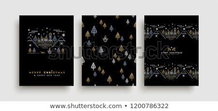 Foto stock: Merry Christmas Linear Festive Holiday Banners Set