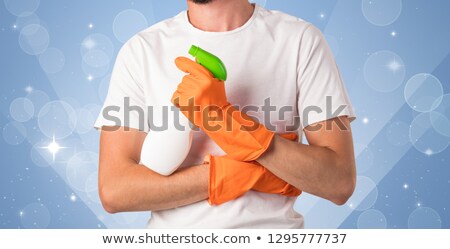Stock photo: Glittered Background With Male Housekeeper
