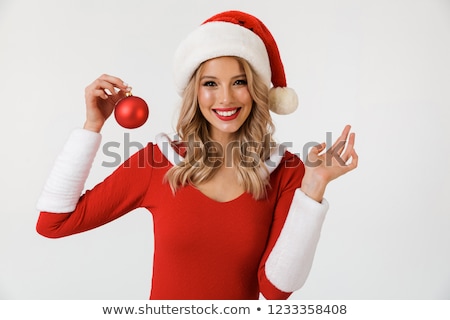 Stock fotó: Emotional Excited Young Cute Snow Maiden Holding Christmas Toy