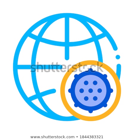 Stockfoto: Microscopic Bacterium And Planet Vector Sign Icon