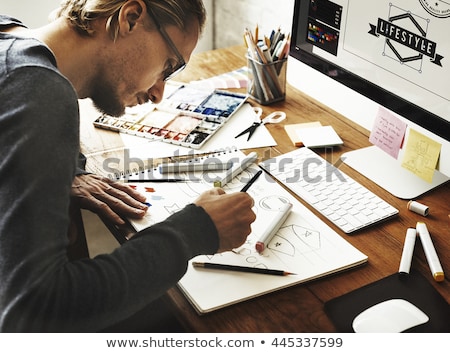 Stock photo: Creative Creativity Graphic Designer Working With Graphics Table