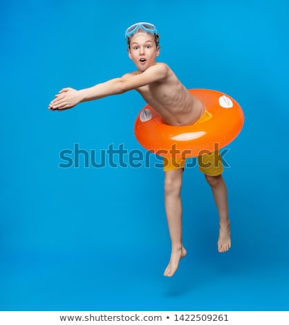 Сток-фото: Little Boy With Inflatable Circle At Pool