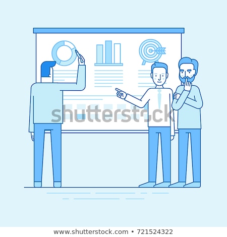 ストックフォト: Speaker With Statistic Icon Vector Outline Illustration