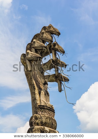 Stock fotó: Buddha Sculpture And Seven Headed Cobra