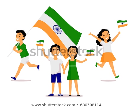 Imagine de stoc: Indian Man Holding Hindu Flag