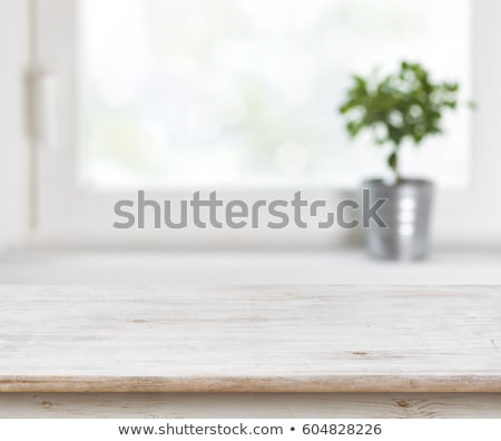 ストックフォト: Pot On Old Wooden Table