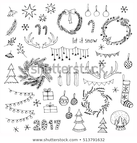 Foto stock: Hand Drawn Christmas Set