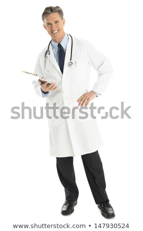 Stock fotó: Happy Male Doctor Hold Hands On Hips