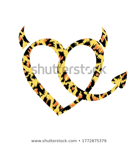 Stock fotó: Devilish Heart With Black Horns And A Tail