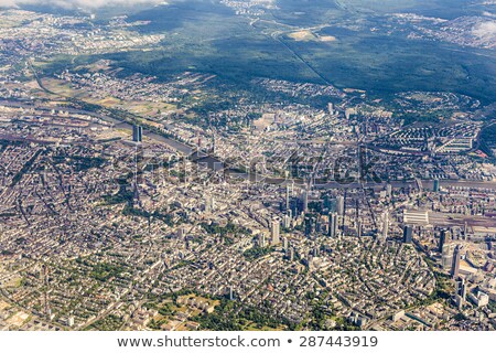 Foto stock: Aerial Of Frankfurt Am Main In Late Afternoon Light