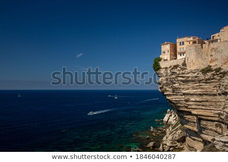 Stock fotó: Aerial View Of The Old Town Of Bonifacio The Limestone Cliff