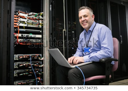 Stok fotoğraf: Close Up Of Cables And Wires In Server Locker